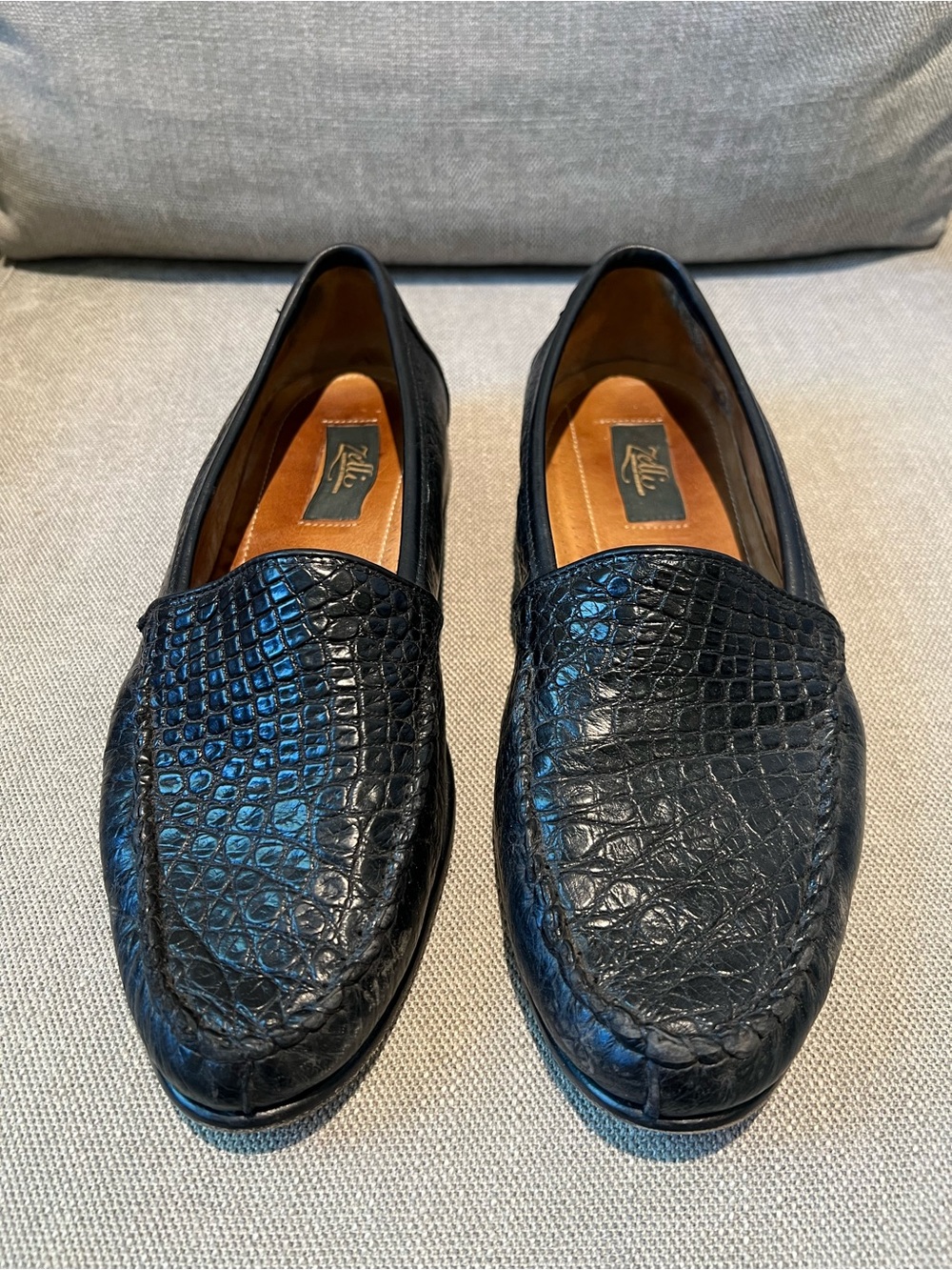 Zelli Genuine Crocodile Loafers Men’s 11M Black Handcrafted in Italy